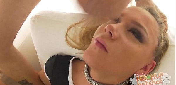  Blonde teen Hollie Mack gets fucked into a sloppy mess on hookup